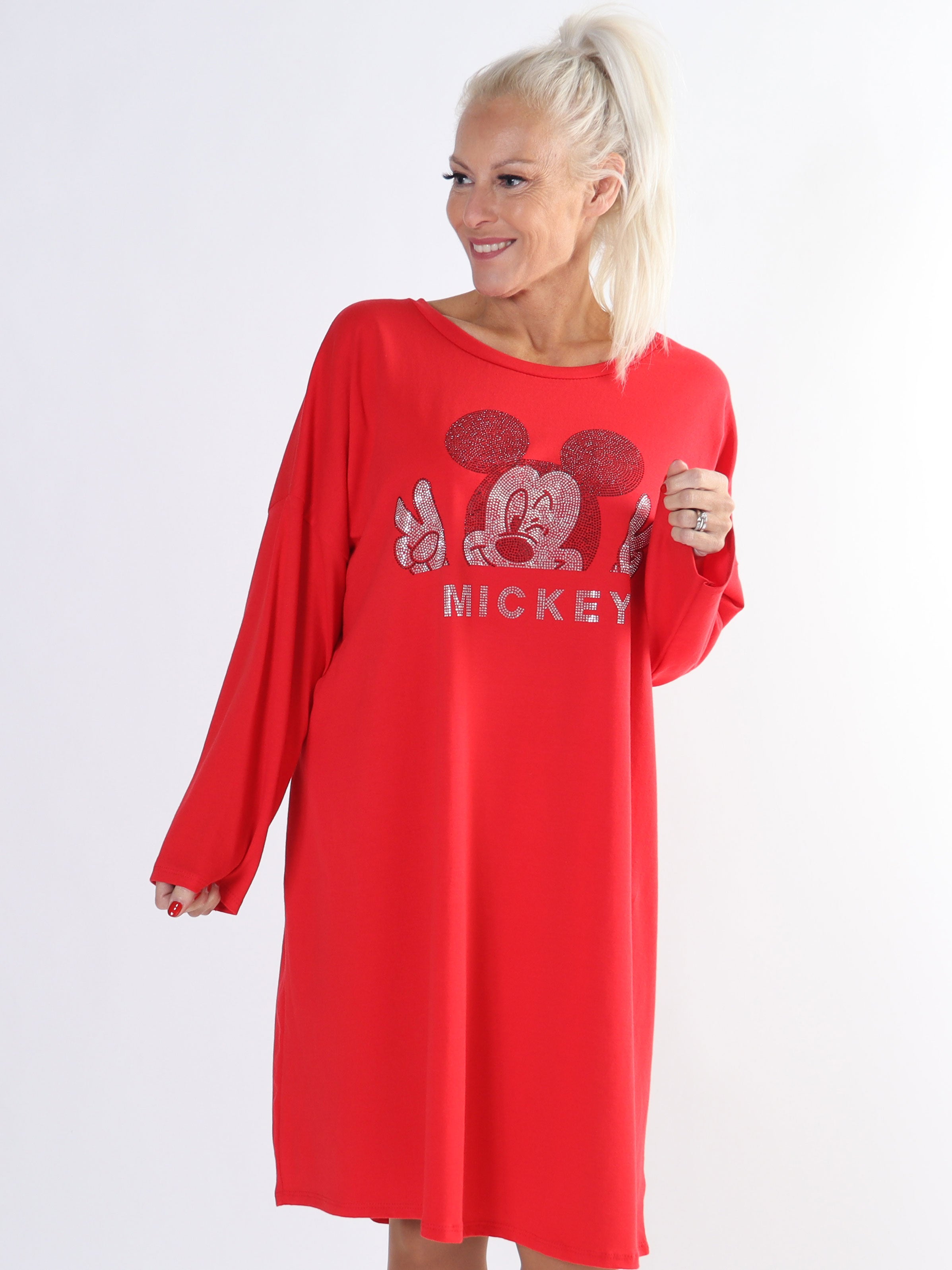 Amal Glitter - Plus size kjole i bomuld med tryk i similisten